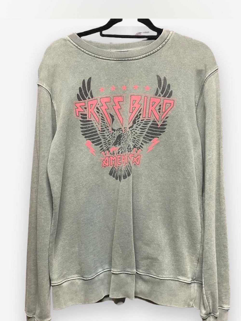 Free Bird Graphic Sweatshirt - Dark Sage Green Mid/Heavy Weight